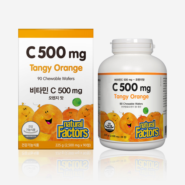 네추럴팩터스] 비타민C 500 츄어블 오렌지맛/ 90츄정 (3개월) - 네추럴 팩터스 한국공식쇼핑몰